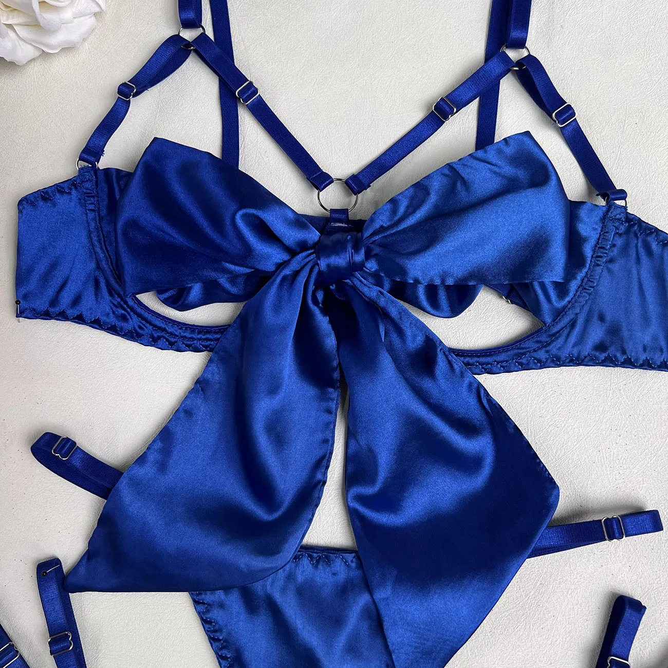 Ellolace Bowknot Lingerie Open Bra Lace Up Sexy Underwear 3-Piece Satin Erotic Outfit Young Girls Uncensored Bilizna Set Of Sex Ellolace Bowknot Lingerie Open Bra Lace Up Sexy Underwear 3-Piece Satin Erotic Outfit Young Girls Uncensored Bilizna Set Of Sex