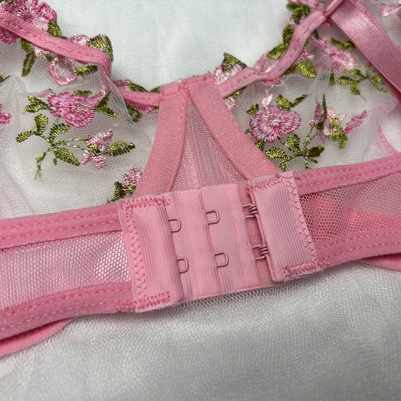 Sexy Underwear For Women Transparent Embroidered Small Flowers Bra Hot Lingerie Panties Intimates Woman Two Piece Set Clothing Sexy Underwear For Women Transparent Embroidered Small Flowers Bra Hot Lingerie Panties Intimates Woman Two Piece Set Clothing