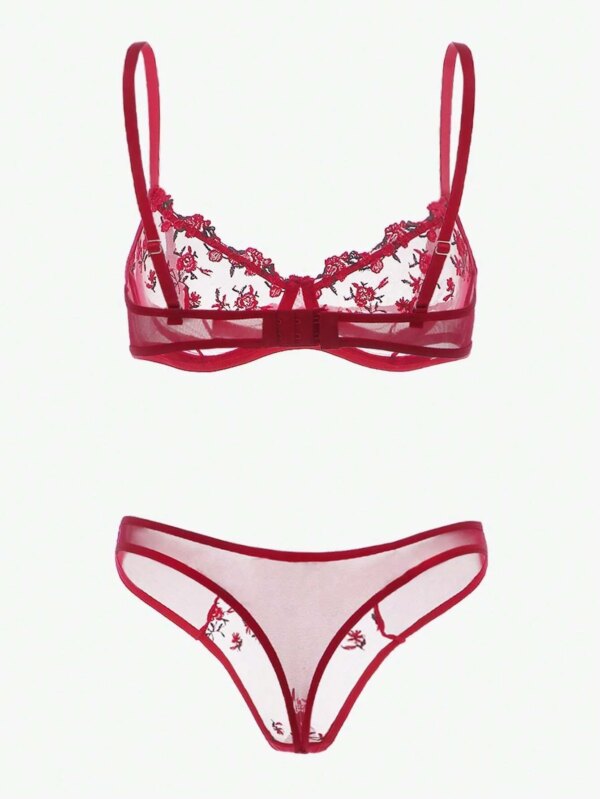 New Transparent Lace Bra Women Sheer Temptation Exotic Sexy Lingerie Set Ladies Embroidery Floral Bras Underwear Sets Push Up