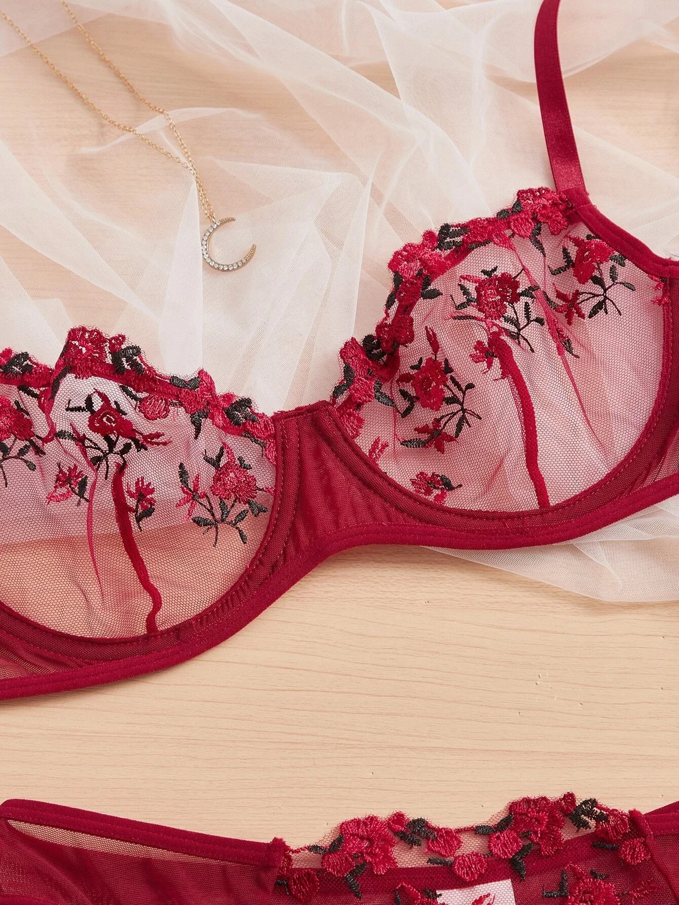 New Transparent Lace Bra Women Sheer Temptation Exotic Sexy Lingerie Set Ladies Embroidery Floral Bras Underwear Sets Push Up