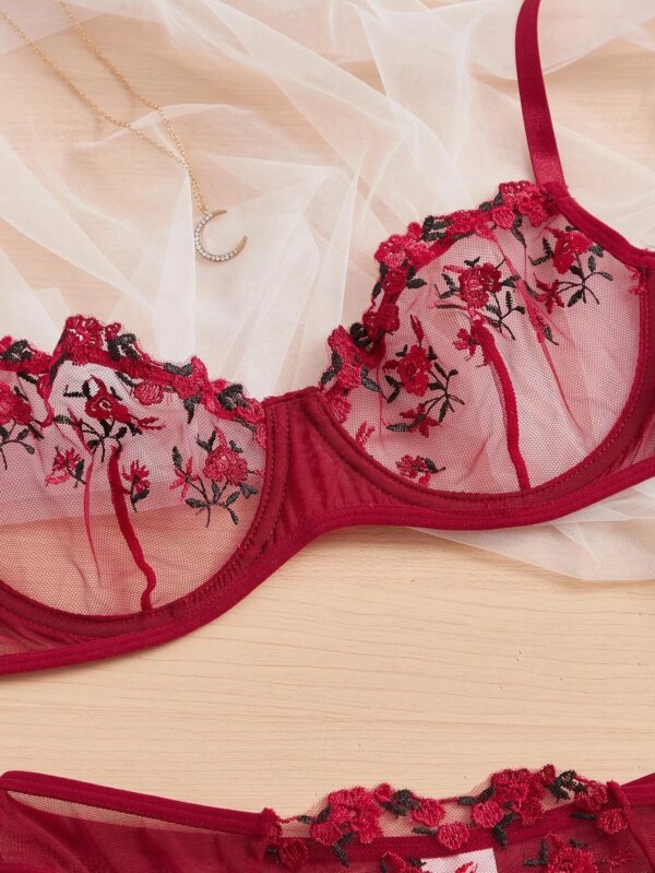 New Transparent Lace Bra Women Sheer Temptation Exotic Sexy Lingerie Set Ladies Embroidery Floral Bras Underwear Sets Push Up