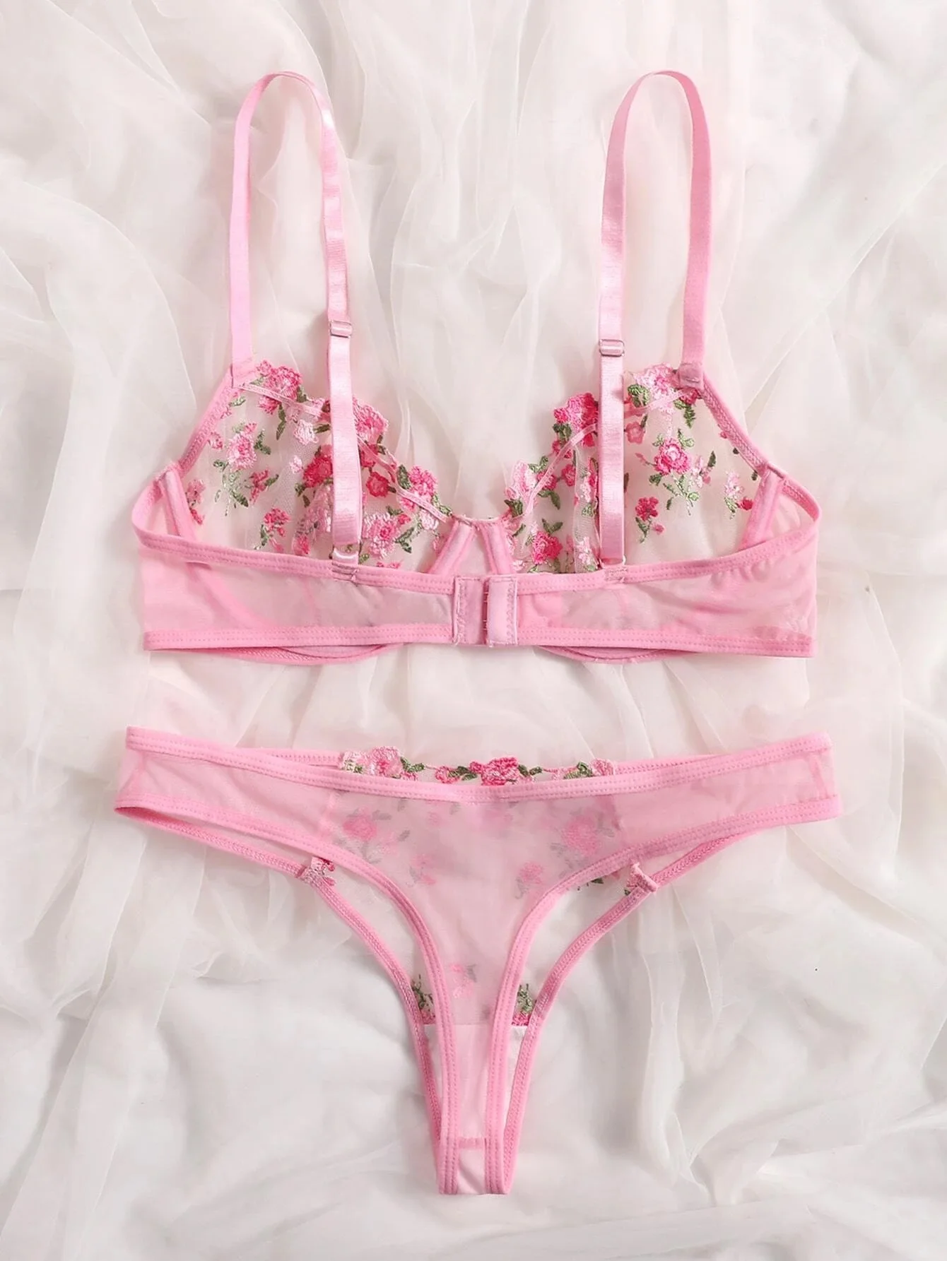New Transparent Lace Bra Women Sheer Temptation Exotic Sexy Lingerie Set Ladies Embroidery Floral Bras Underwear Sets Push Up