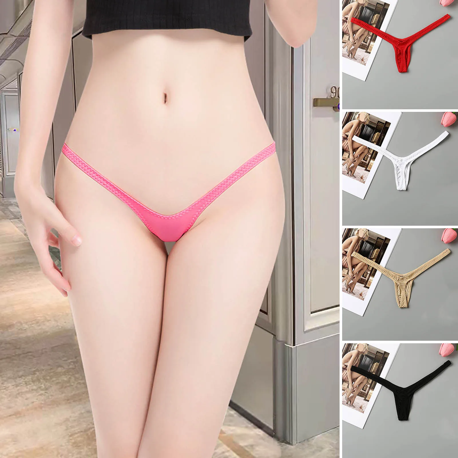 Women Panties Lingerie Sexy Thongs Low-Rise Thin Block Sexy G-string Female Women Thong Skinny   for Daily Wear