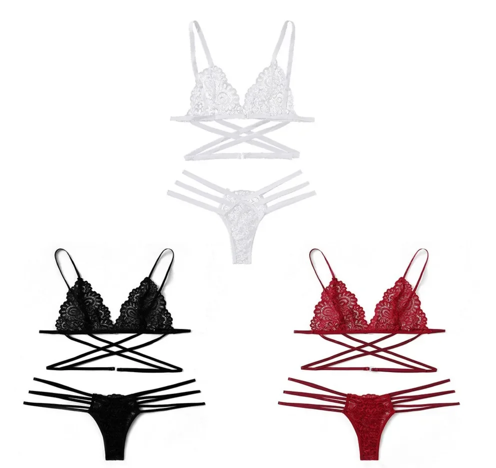 Sexy Lace Women Sexy Bra Set Polyester Bandage Push Up Underwear Set Beauty Back Bra Costume Intimates Lingerie