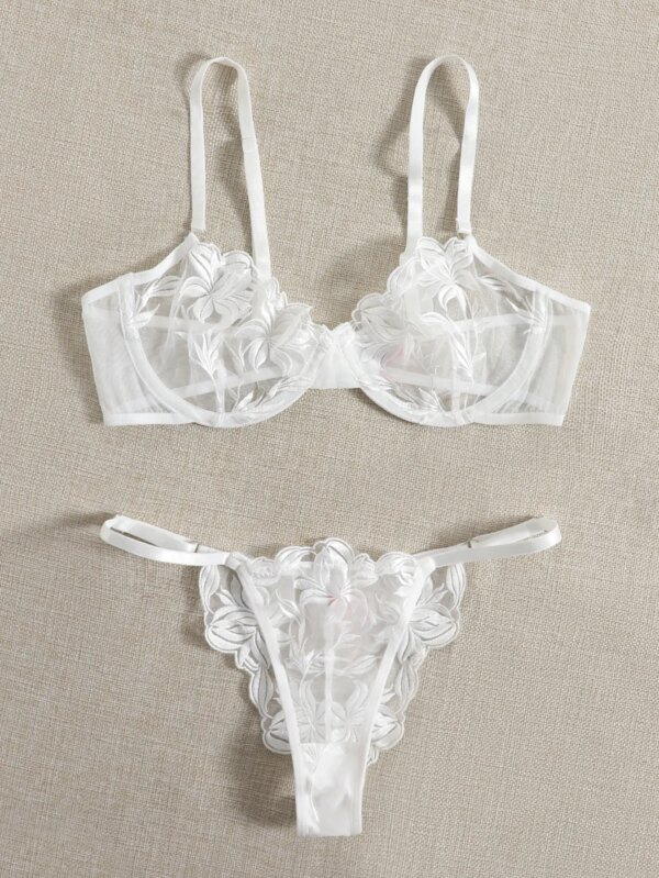Sexy Lingerie Woman Lace Transparent Underwear Fairy Embroidery Brief Sets Delicate Bra Kit Push Up Breves Sets Erotic Bra 2024