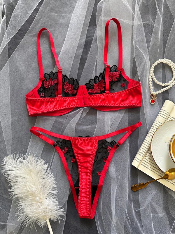 Fancy Lingerie Floral Lace Bra Set Bilizna Luxury Well-Looking Underwear Sexy Erotic Fairy Fine Lace Exotic Sets