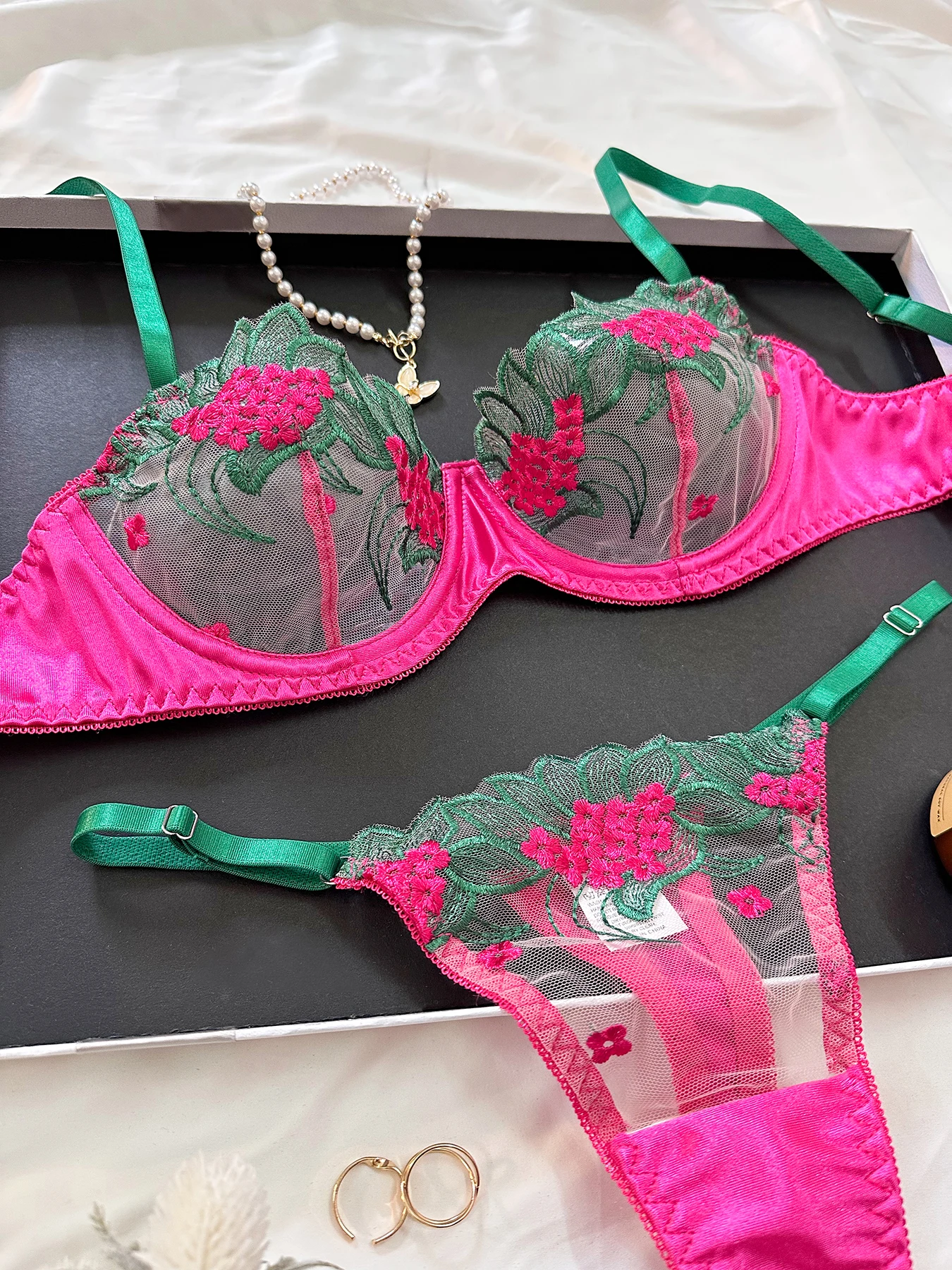 Ellolace Fancy Lingerie Floral Lace Bra Set Bilizna Luxury Well-Looking Underwear Sexy Erotic Fairy Fine Lace Exotic Sets
