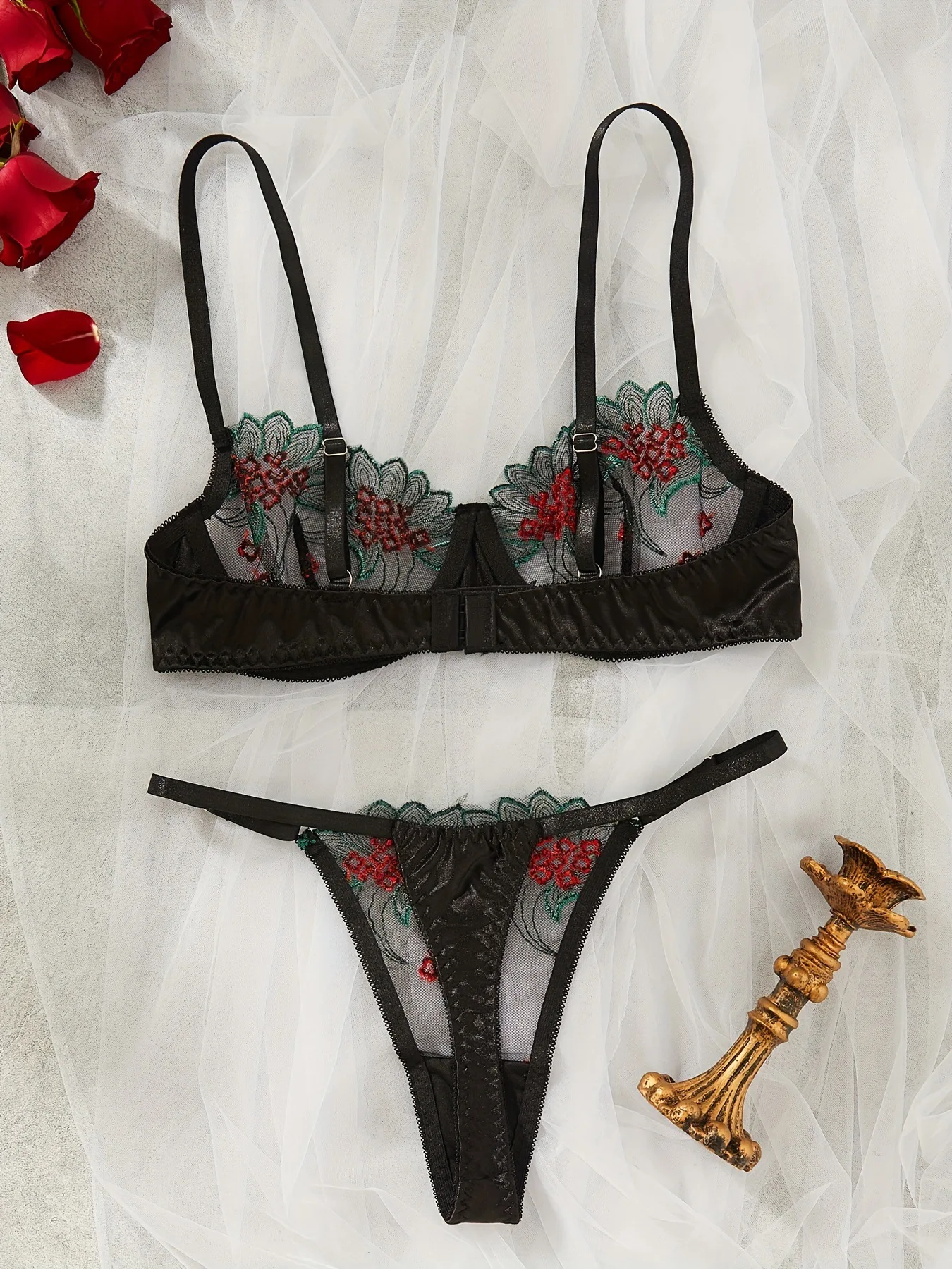 Ellolace Fancy Lingerie Floral Lace Bra Set Bilizna Luxury Well-Looking Underwear Sexy Erotic Fairy Fine Lace Exotic Sets