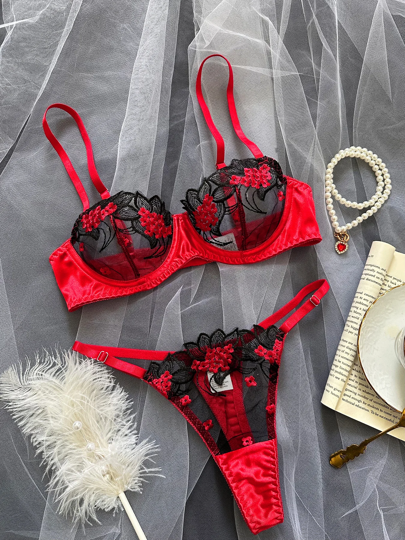 Ellolace Fancy Lingerie Floral Lace Bra Set Bilizna Luxury Well-Looking Underwear Sexy Erotic Fairy Fine Lace Exotic Sets
