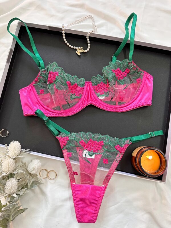 Fancy Lingerie Floral Lace Bra Set Bilizna Luxury Well-Looking Underwear Sexy Erotic Fairy Fine Lace Exotic Sets