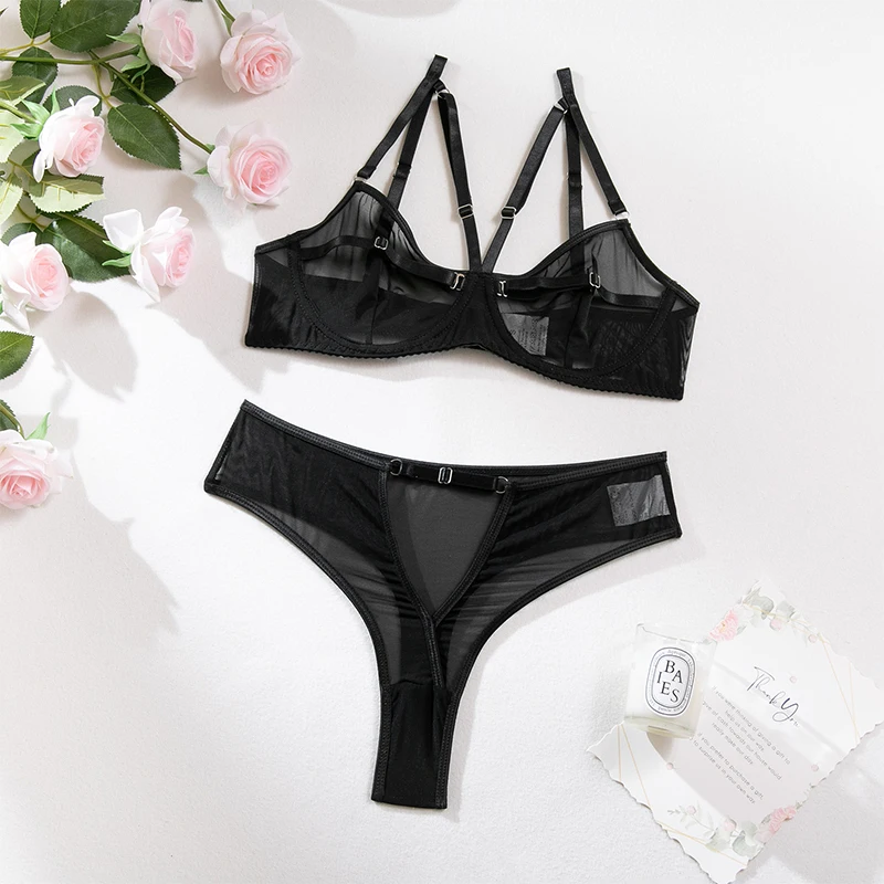 Women Bra and Briefs Sets Lace Flower Embroidery Sexy Perspective Underwire Erotic Lingerie Panty Two-Piece Underwear Set 2023 Women Bra and Briefs Sets Lace Flower Embroidery Sexy Perspective Underwire Erotic Lingerie Panty Two-Piece Underwear Set 2023