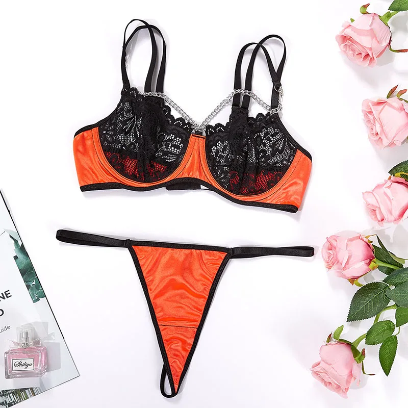 Women Bra and Briefs Sets Lace Flower Embroidery Sexy Perspective Underwire Erotic Lingerie Panty Two-Piece Underwear Set 2023 Women Bra and Briefs Sets Lace Flower Embroidery Sexy Perspective Underwire Erotic Lingerie Panty Two-Piece Underwear Set 2023