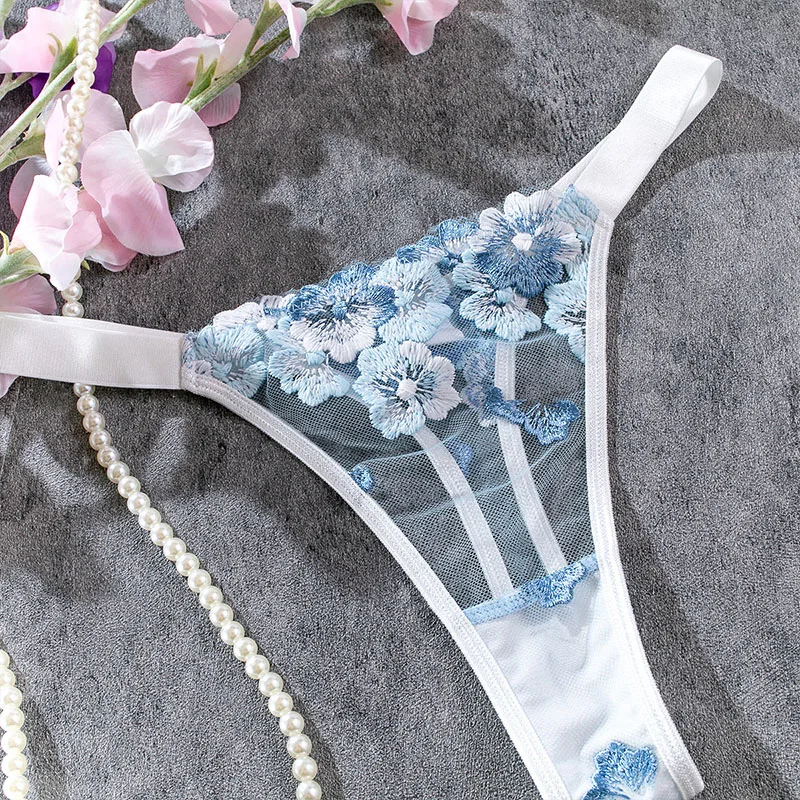Women Bra and Briefs Sets Lace Flower Embroidery Sexy Perspective Underwire Erotic Lingerie Panty Two-Piece Underwear Set 2023 Women Bra and Briefs Sets Lace Flower Embroidery Sexy Perspective Underwire Erotic Lingerie Panty Two-Piece Underwear Set 2023