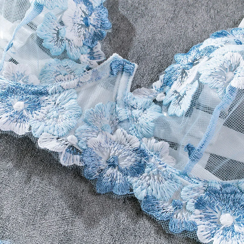 Women Bra and Briefs Sets Lace Flower Embroidery Sexy Perspective Underwire Erotic Lingerie Panty Two-Piece Underwear Set 2023 Women Bra and Briefs Sets Lace Flower Embroidery Sexy Perspective Underwire Erotic Lingerie Panty Two-Piece Underwear Set 2023
