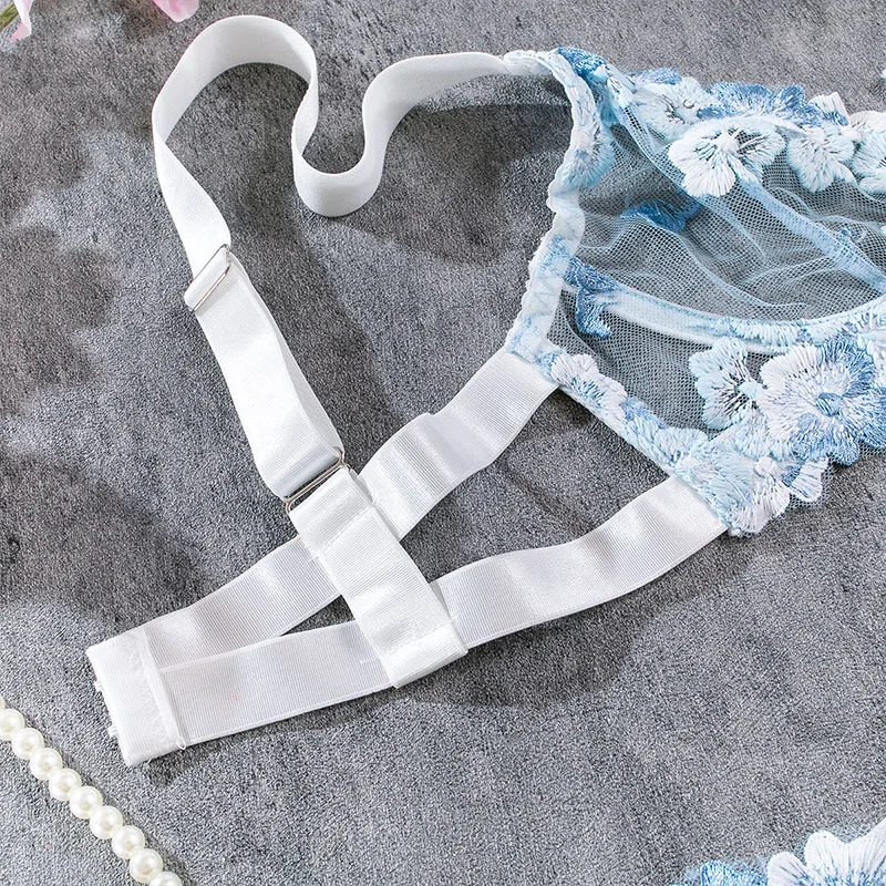 Women Bra and Briefs Sets Lace Flower Embroidery Sexy Perspective Underwire Erotic Lingerie Panty Two-Piece Underwear Set 2023 Women Bra and Briefs Sets Lace Flower Embroidery Sexy Perspective Underwire Erotic Lingerie Panty Two-Piece Underwear Set 2023