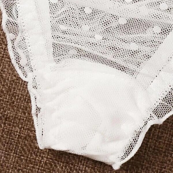Sexy Lingerie For Women Plus Size Dot Mesh Lace Wireless Bra Bandage Lingerie Thong Set Women's lingerie нижнее бельё женское