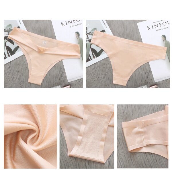 WarmSteps M-4XL Plus Big Size Underwear Woman Panties Sexy Lingerie Women's Panties Intimates Solid Ice Silk G-string Thong XXXL