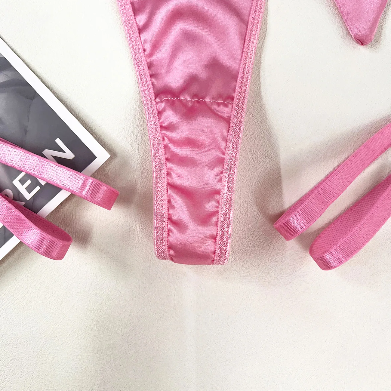 Yimunancy 3-Piece Cut Out Bow Lingerie Set 4 Colors Satin Cute Erotic Set Solid Brief Underwear Set Nightwear Yimunancy 3-Piece Cut Out Bow Lingerie Set 4 Colors Satin Cute Erotic Set Solid Brief Underwear Set Nightwear
