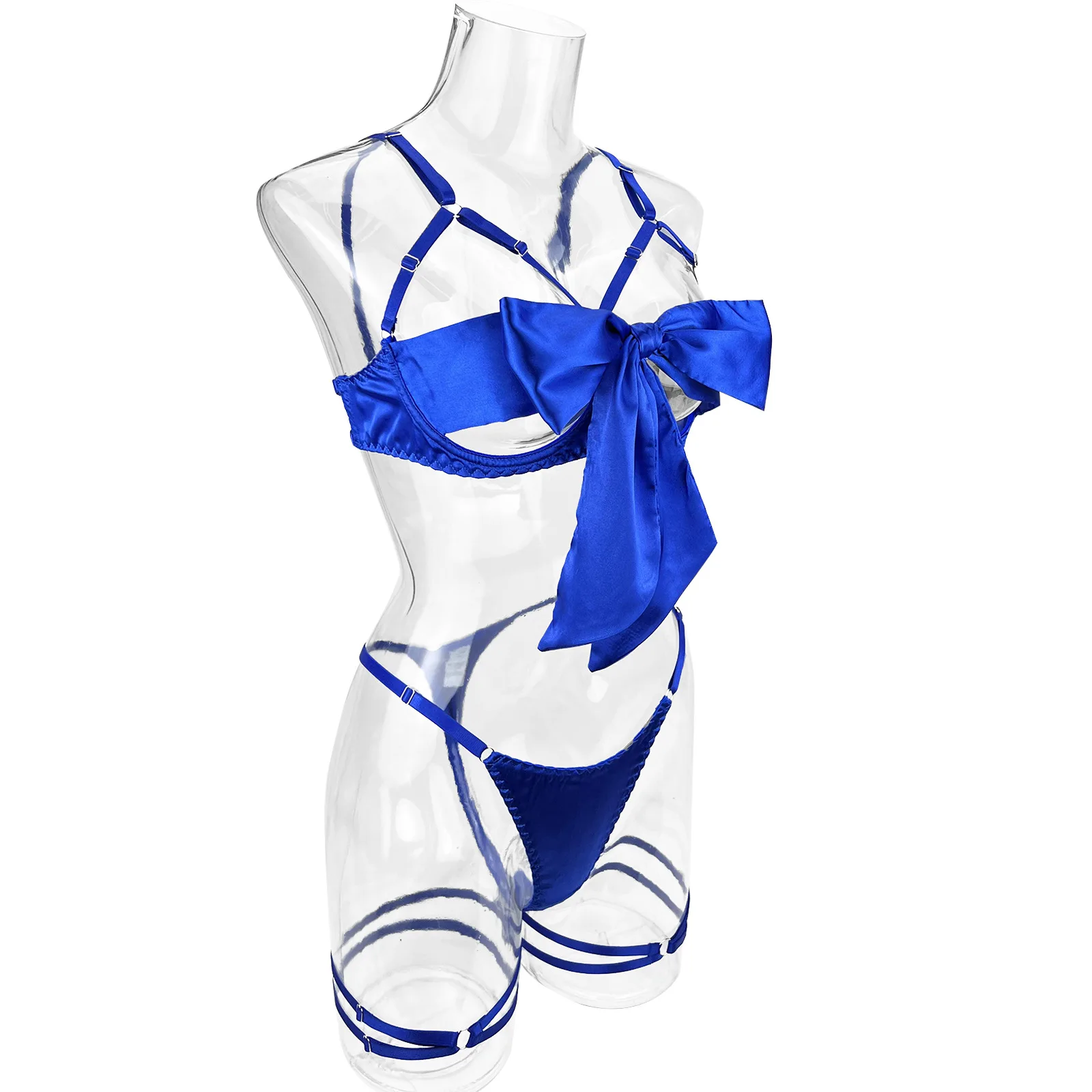 Yimunancy 3-Piece Cut Out Bow Lingerie Set 4 Colors Satin Cute Erotic Set Solid Brief Underwear Set Nightwear Yimunancy 3-Piece Cut Out Bow Lingerie Set 4 Colors Satin Cute Erotic Set Solid Brief Underwear Set Nightwear