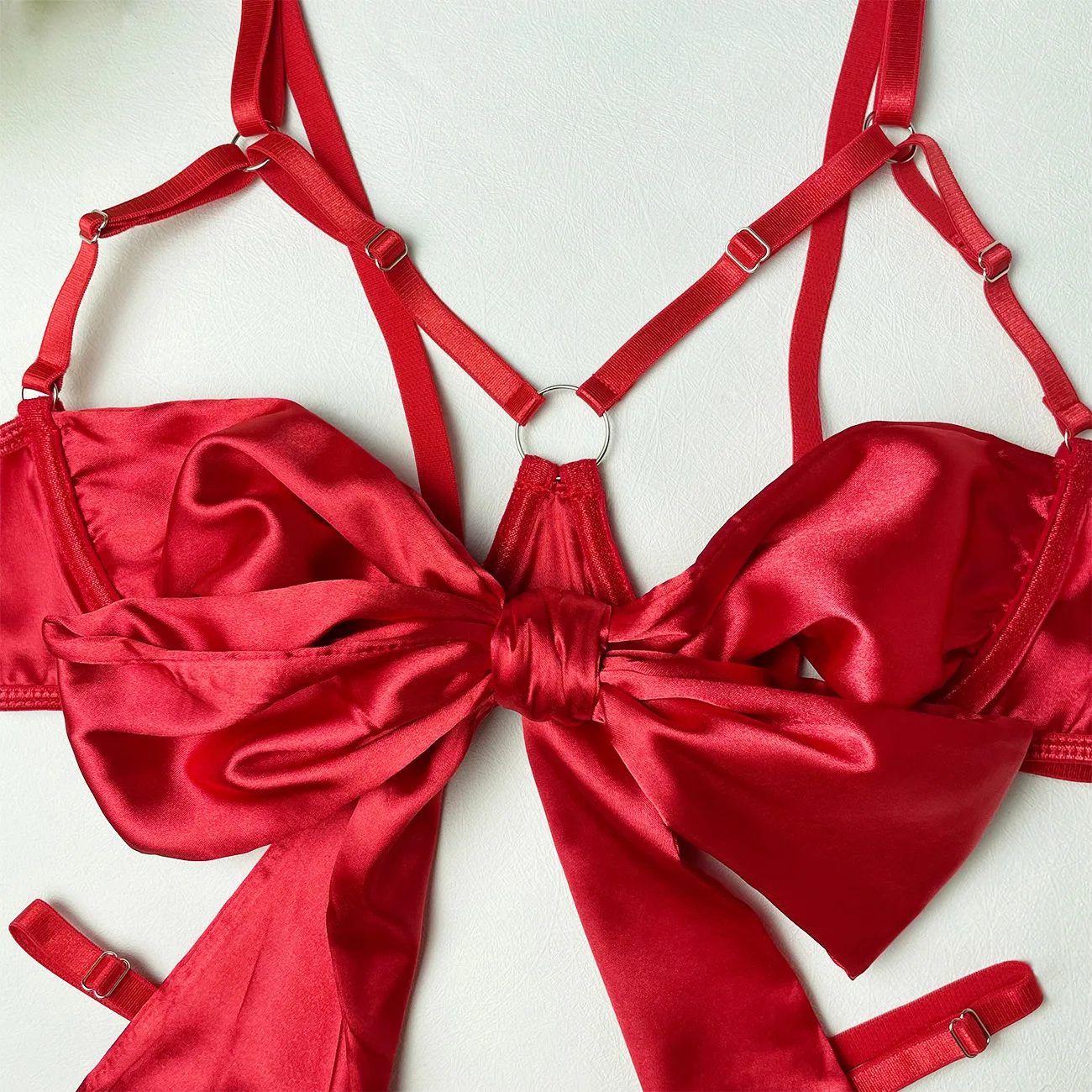 Yimunancy 3-Piece Cut Out Bow Lingerie Set 4 Colors Satin Cute Erotic Set Solid Brief Underwear Set Nightwear Yimunancy 3-Piece Cut Out Bow Lingerie Set 4 Colors Satin Cute Erotic Set Solid Brief Underwear Set Nightwear
