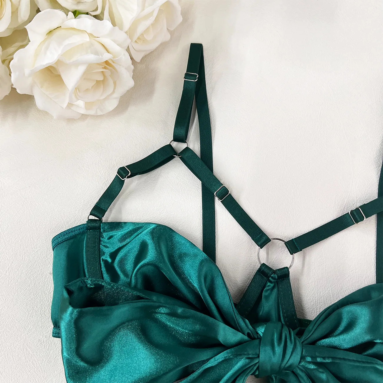 Yimunancy 3-Piece Cut Out Bow Lingerie Set 4 Colors Satin Cute Erotic Set Solid Brief Underwear Set Nightwear Yimunancy 3-Piece Cut Out Bow Lingerie Set 4 Colors Satin Cute Erotic Set Solid Brief Underwear Set Nightwear