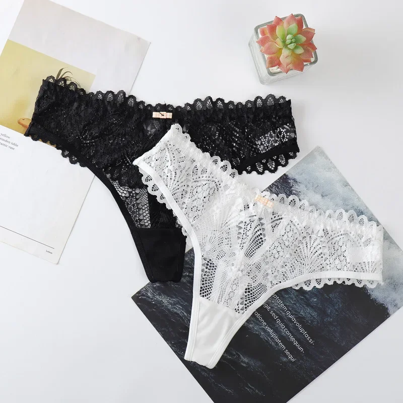 Women's Lace Thongs Lingerie Intimates Woman T-back Soft T-panties Designed Tangas Mujer Sexy String Panties Thongs Women Sexy