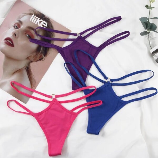 Female Hollow Low Rise Women Sexy Lingerie Sexy Thong Cotton G-String Strap Panties