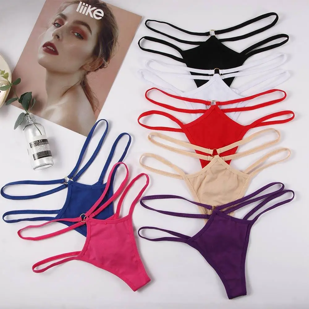 Female Hollow Low Rise Women Sexy Lingerie Sexy Thong Cotton G-String Strap Panties