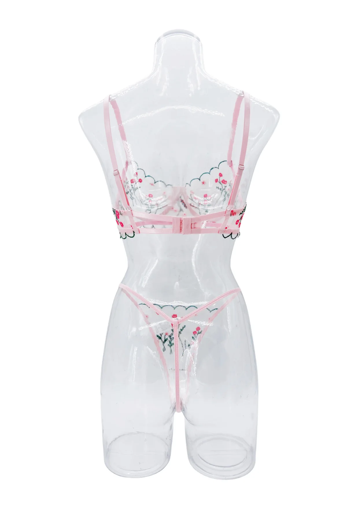 Yimunancy 2-Piece Floral Lingerie Set Women Embroidery Boho Bra + Thong Underwear Set Intimates