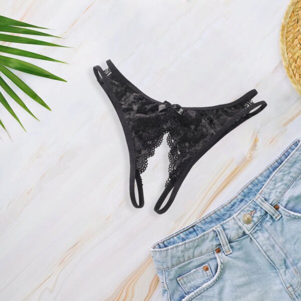 Sexy Lace Thongs Open Crotch Erotic G-String Solid Color Temptation Micro String Erotic Lingerie For Sex Temptation Cueca