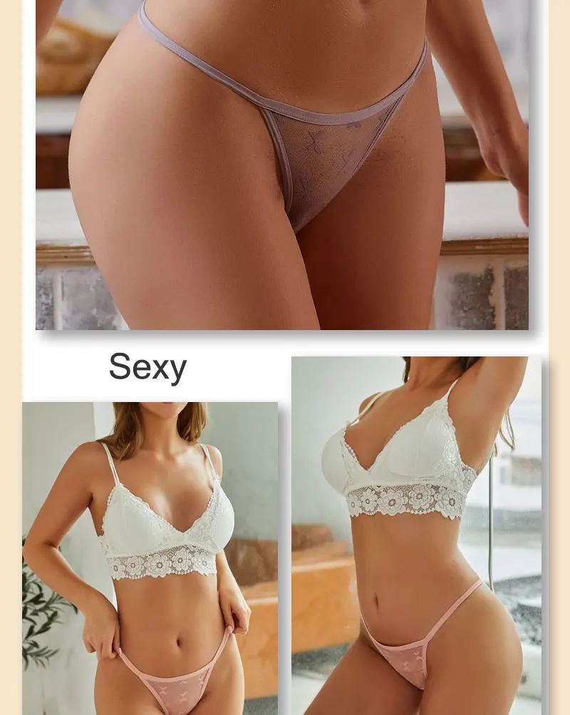 4PCS/Set Sexy Lace Thong Women Low Waist Panties Transparent G String Thongs T-Back Underwear Female Solid Intimates Lingerie 4PCS/Set Sexy Lace Thong Women Low Waist Panties Transparent G String Thongs T-Back Underwear Female Solid Intimates Lingerie
