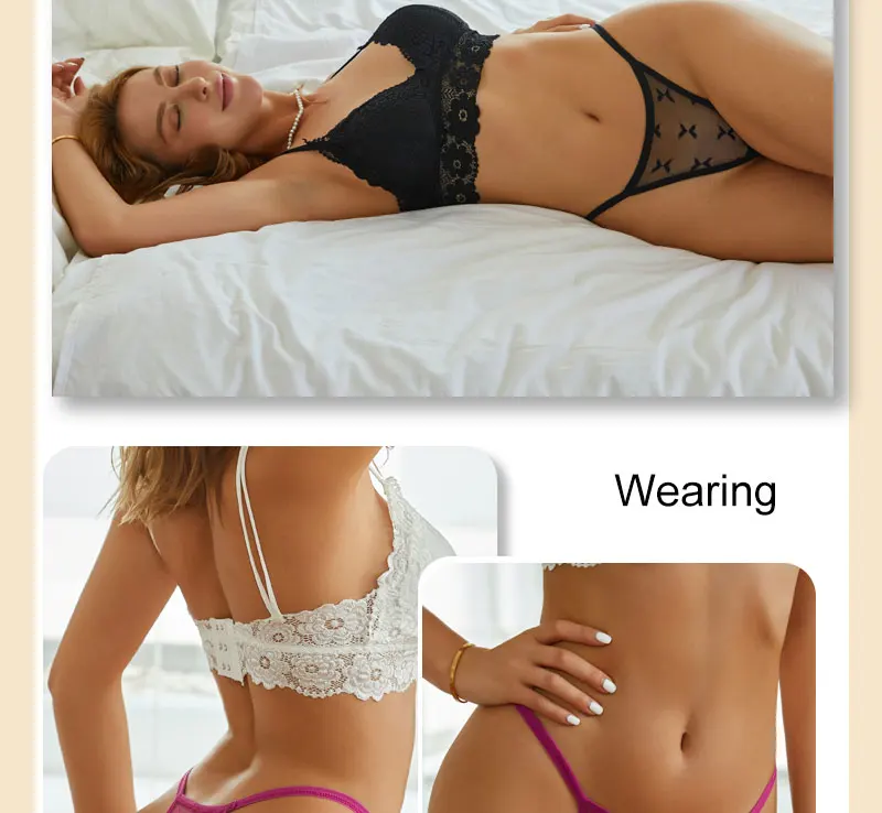 4PCS/Set Sexy Lace Thong Women Low Waist Panties Transparent G String Thongs T-Back Underwear Female Solid Intimates Lingerie 4PCS/Set Sexy Lace Thong Women Low Waist Panties Transparent G String Thongs T-Back Underwear Female Solid Intimates Lingerie