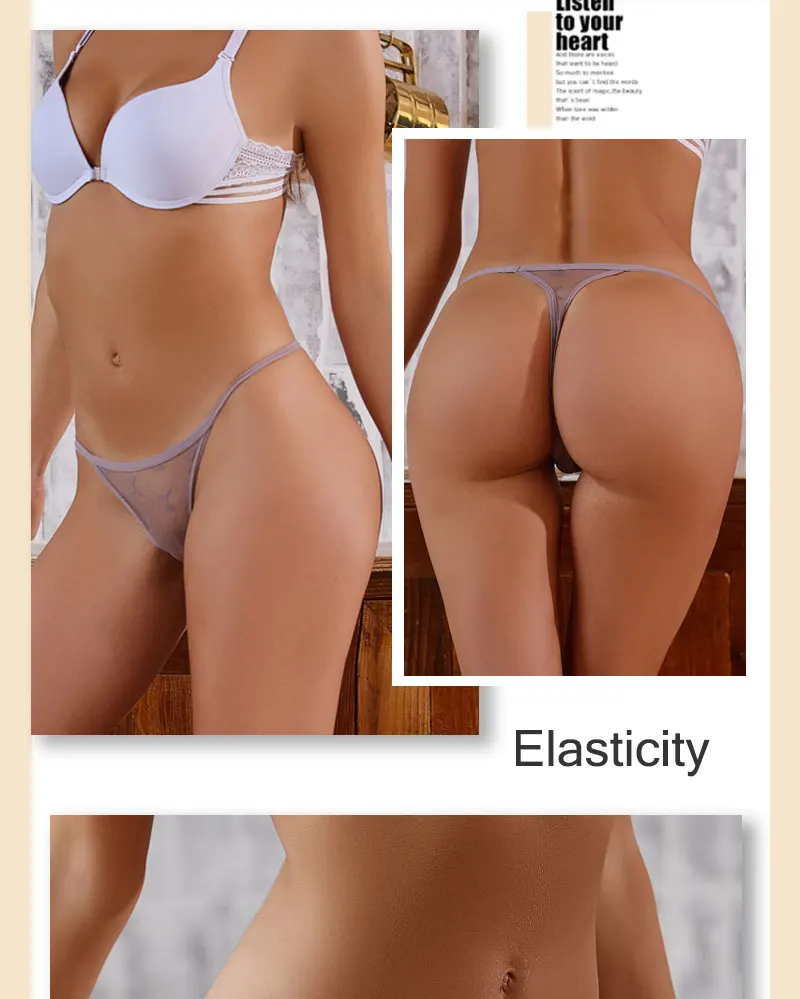 4PCS/Set Sexy Lace Thong Women Low Waist Panties Transparent G String Thongs T-Back Underwear Female Solid Intimates Lingerie 4PCS/Set Sexy Lace Thong Women Low Waist Panties Transparent G String Thongs T-Back Underwear Female Solid Intimates Lingerie