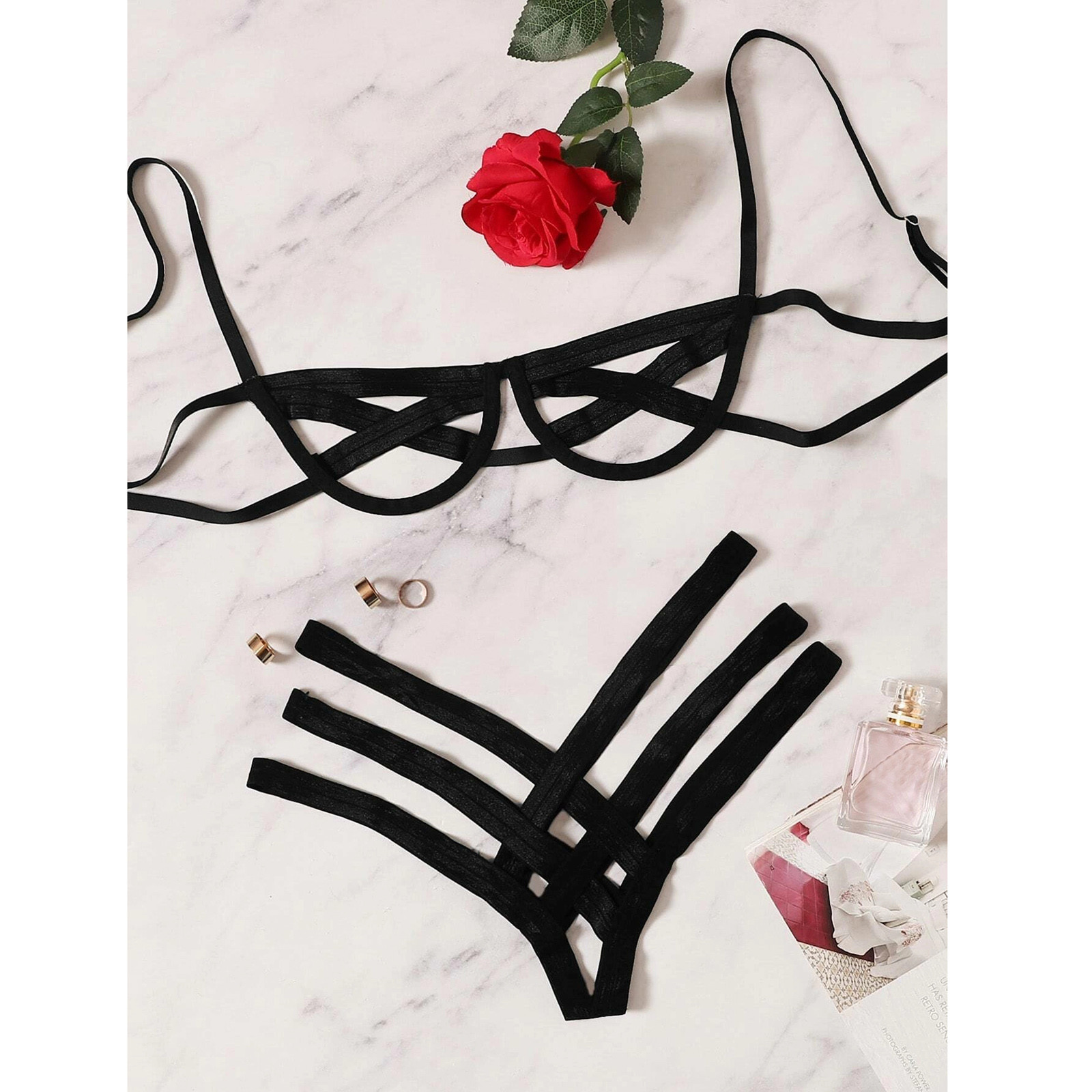 Sexy Mesh Hollow Out Lingerie Set Womens Seamless Solid Color Bra Set Soft Comfortable Briefs Elastic Intimates Underwear Set Sexy Mesh Hollow Out Lingerie Set Womens Seamless Solid Color Bra Set Soft Comfortable Briefs Elastic Intimates Underwear Set