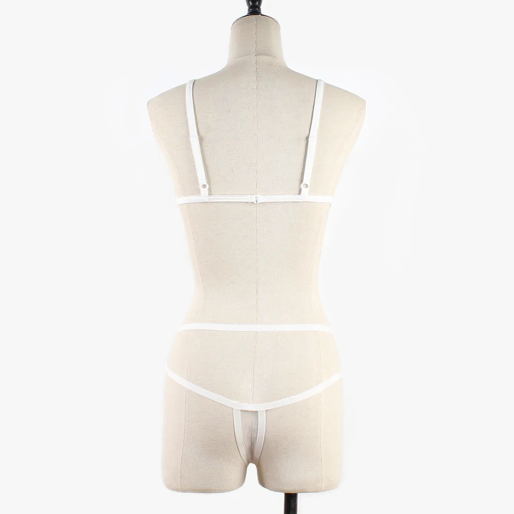 Women Sexy Lingerie Corset Solid Mesh Underwire Sleepwear Underwear Set Underwear Transparent Bra Party Sets lenceria femenina