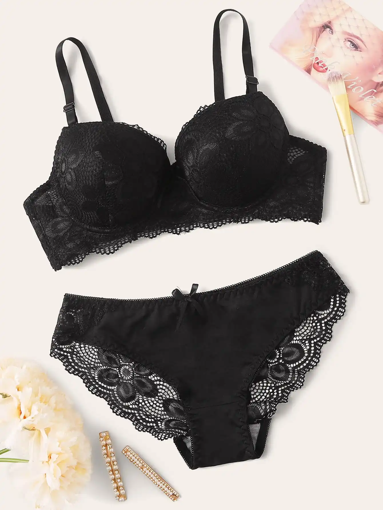 Transparent Floral Two Pieces Bras Panties Set Clothing Sexy Underwire Push Up Lingeries For Women A2123 Transparent Floral Two Pieces Bras Panties Set Clothing Sexy Underwire Push Up Lingeries For Women A2123