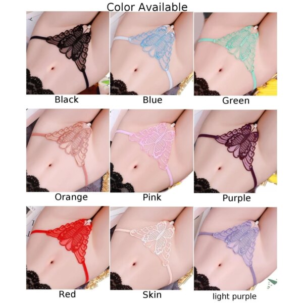 G-String Women Butterfly Lace Hollow Open Crotch Panties For Sex Exciting Underwear Low Waist Embroidered Thong