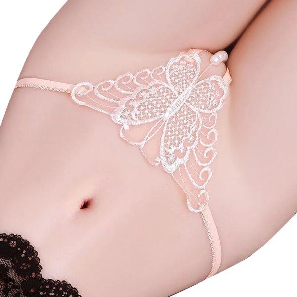 G-String Women Butterfly Lace Hollow Open Crotch Panties For Sex Exciting Underwear Low Waist Embroidered Thong