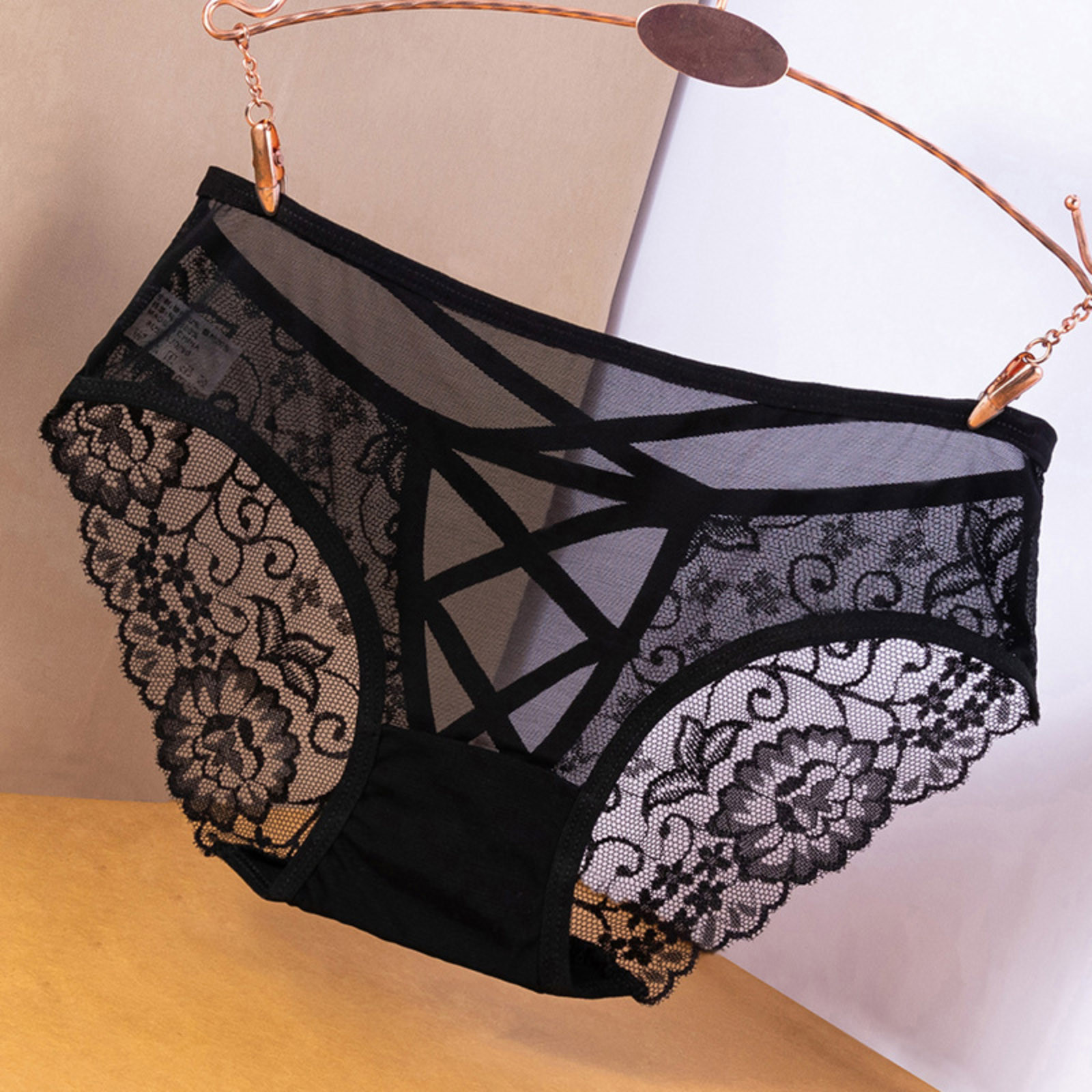 Women's Sexy Black Lace Panties High Waist Plus Size Briefs For Women Traceless Temptation Embroidery Lingerie For Ladies