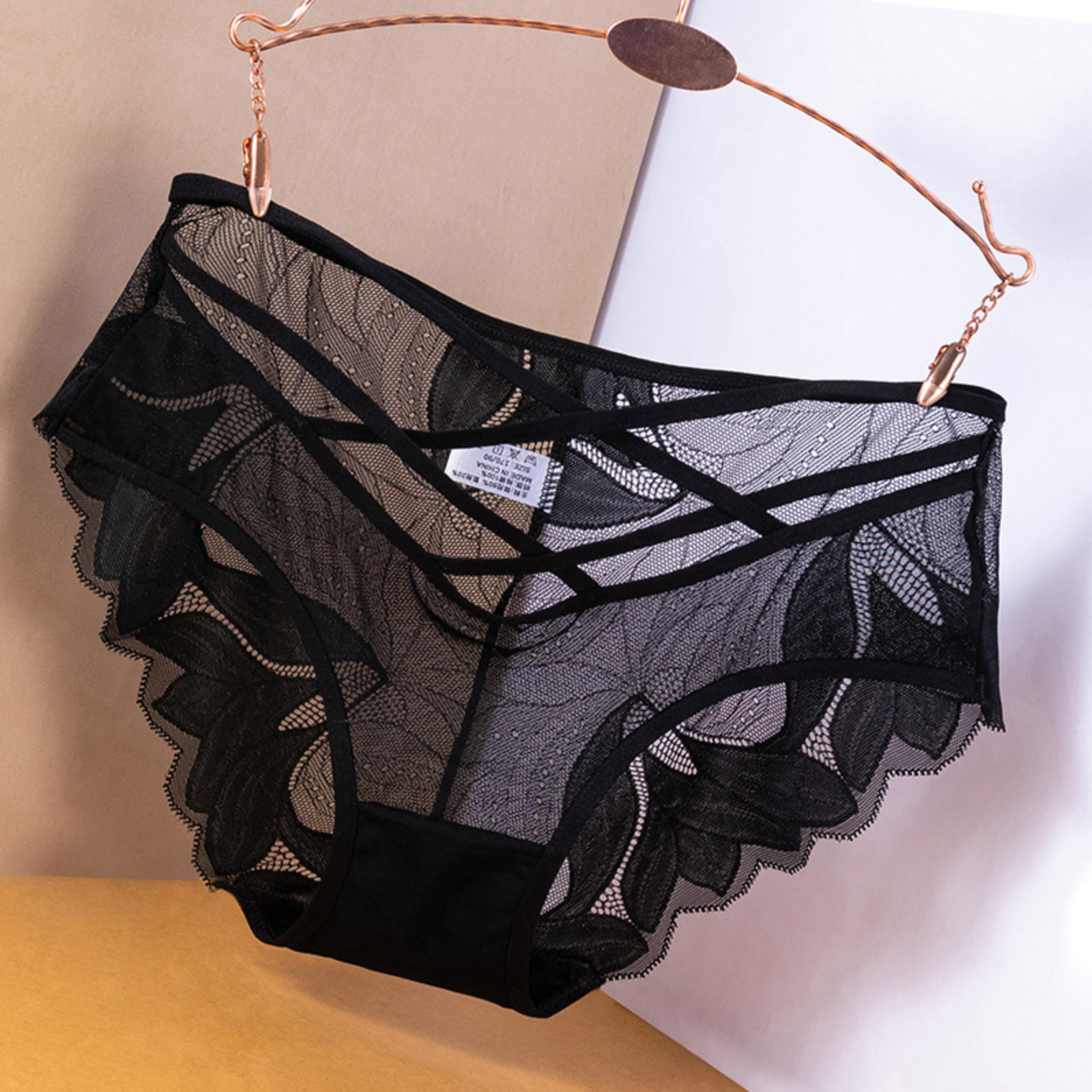 Women's Sexy Black Lace Panties High Waist Plus Size Briefs For Women Traceless Temptation Embroidery Lingerie For Ladies
