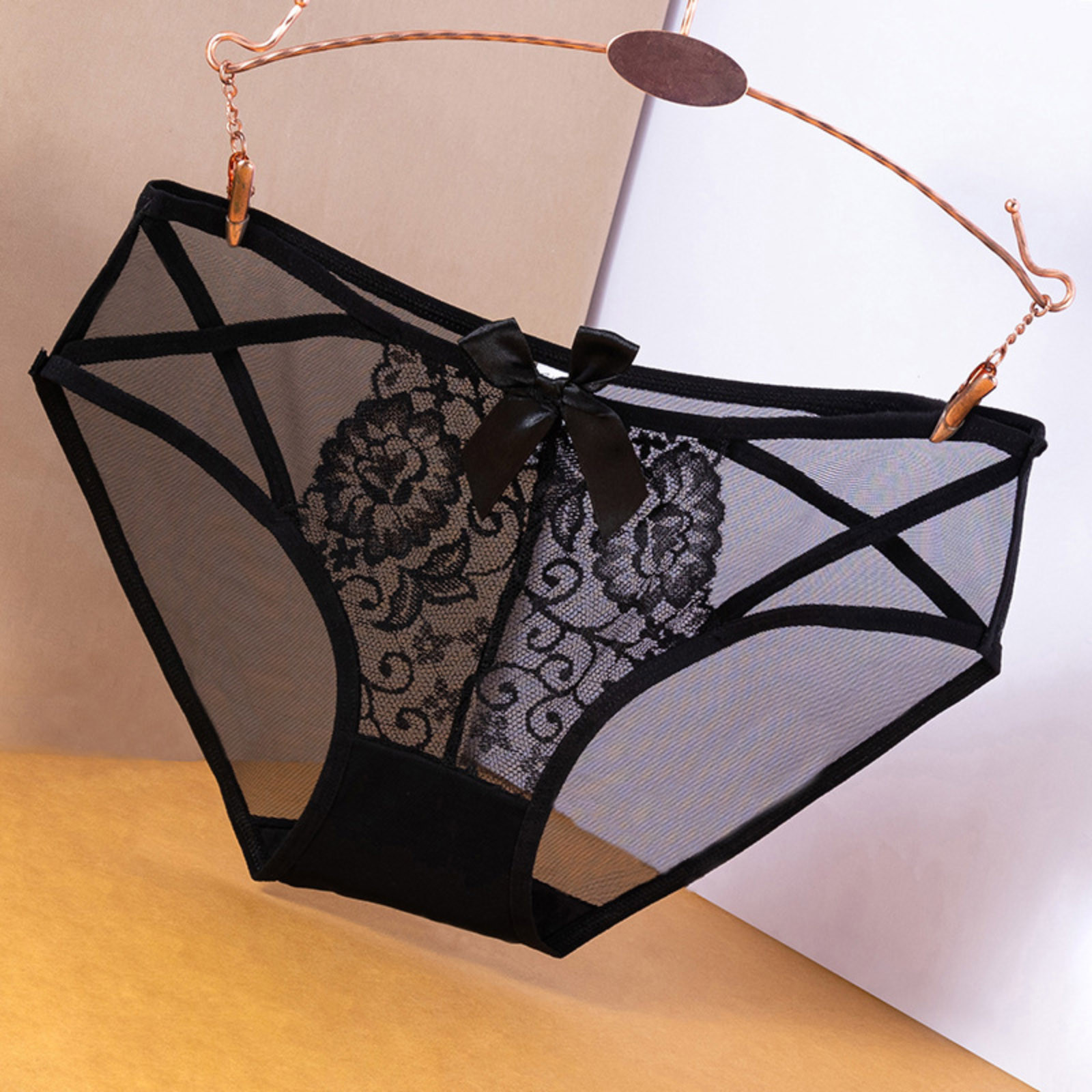 Women's Sexy Black Lace Panties High Waist Plus Size Briefs For Women Traceless Temptation Embroidery Lingerie For Ladies