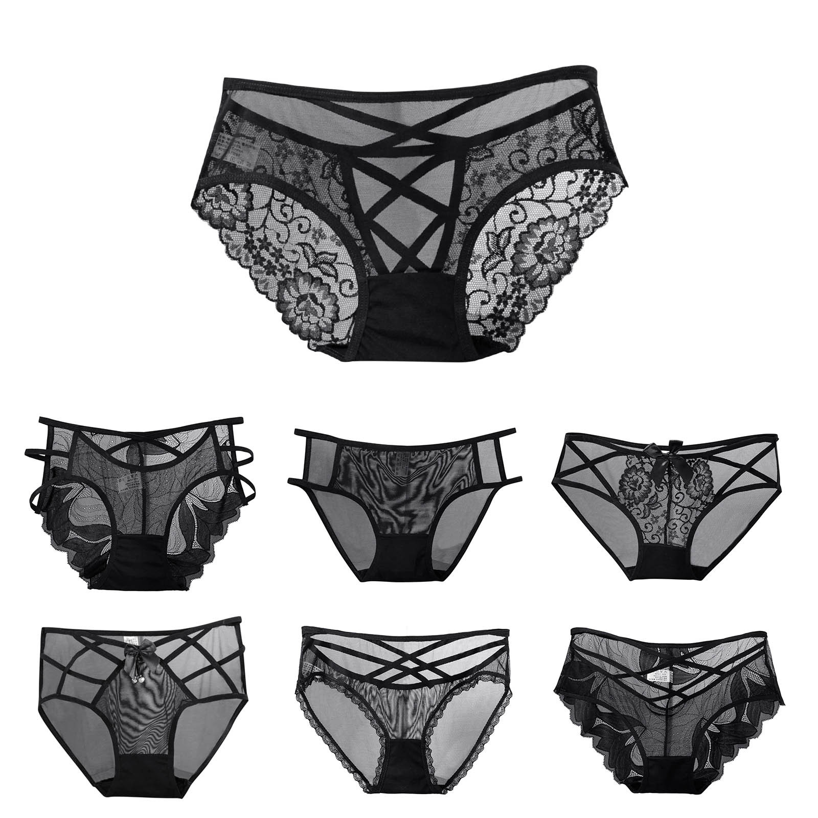 Women's Sexy Black Lace Panties High Waist Plus Size Briefs For Women Traceless Temptation Embroidery Lingerie For Ladies