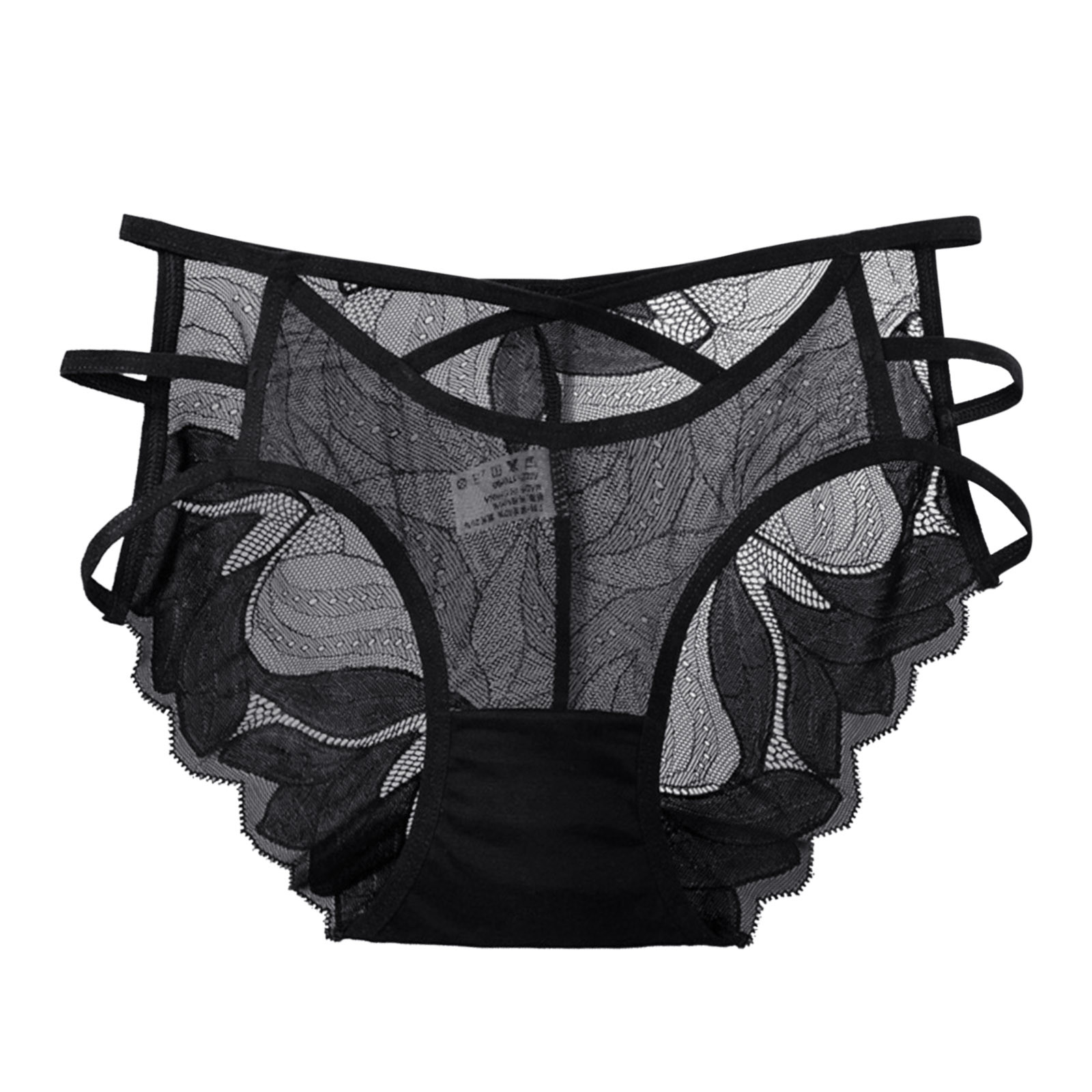 Women's Sexy Black Lace Panties High Waist Plus Size Briefs For Women Traceless Temptation Embroidery Lingerie For Ladies