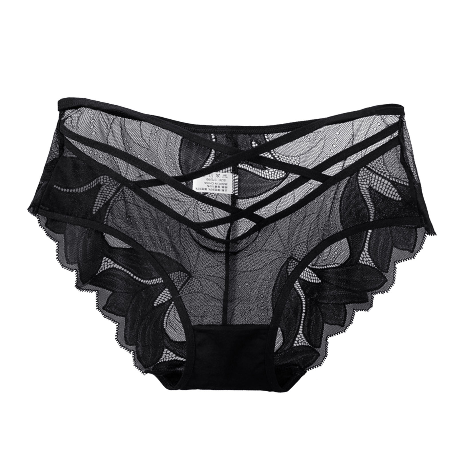 Women's Sexy Black Lace Panties High Waist Plus Size Briefs For Women Traceless Temptation Embroidery Lingerie For Ladies