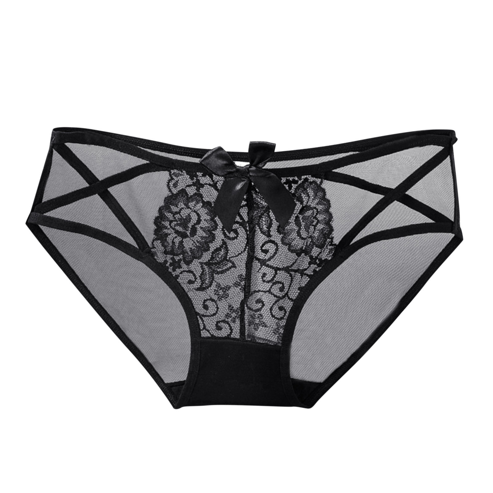 Women's Sexy Black Lace Panties High Waist Plus Size Briefs For Women Traceless Temptation Embroidery Lingerie For Ladies