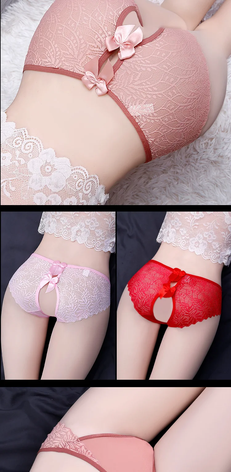 Women Lace Sexy Panties Open Crotch Underwear Lady'S Erotic Crotchless Lingerie Floral See Through Brief Bowknot New Women Lace Sexy Panties Open Crotch Underwear Lady'S Erotic Crotchless Lingerie Floral See Through Brief Bowknot New