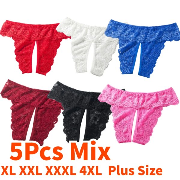 Women Floral Lace Panties Thongs XL XXL XXXL XXXXL Plus Size Sexy Lingerie 1/2/3/5Pcs Ladies T-back G-string Panties трусы женск