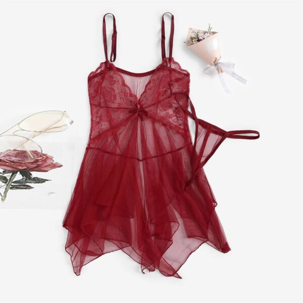 Costume Sexy Lace Lingerie Sets Sleepwear Lace Fluoroscopy Beauty Tulle Elegant Reverie Sexy Lingerie Bra & Brief Sets Female
