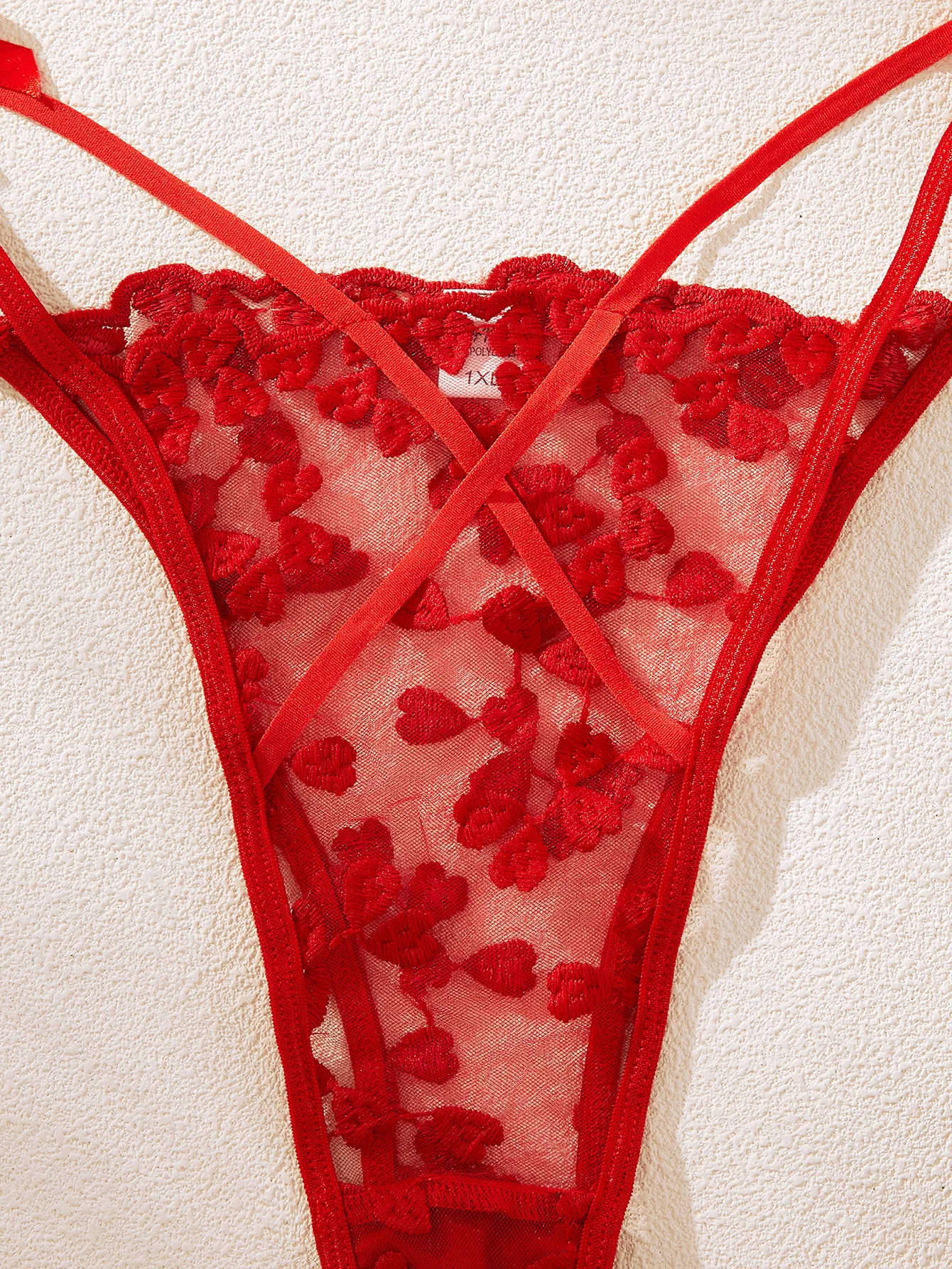 Yimunancy 2-Piece Heart Embroidery Bra +Panty Underwear Set Women Sheer Bow Lingerie Set Sexy Intimates