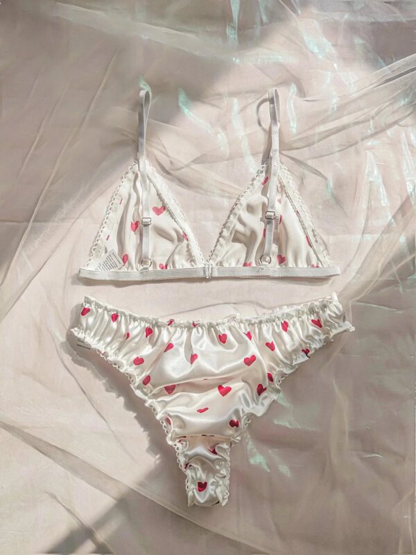 Bra Brief Sets Women's Erotic Lingerie Suit Bowknot Sexy Deep V Wire Free Lingerie Underwear Two Piece Female Cute Pajamas Kitts
